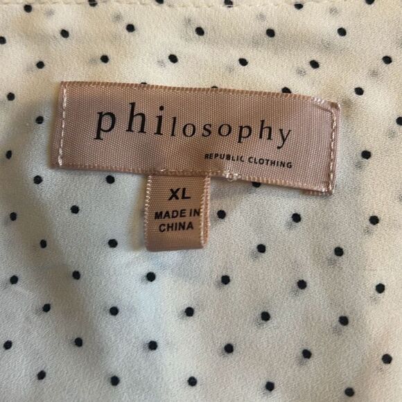 Philosophy white polka dot cap sleeve blouse XL - Picture 3 of 5